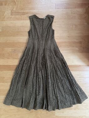 J. Crew Olive Green Sleeveless Textured Maxi Dress